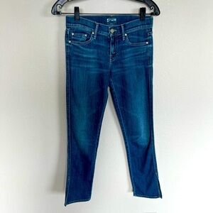 MOTHER Denim The Slasher Crop Skinny Jeans Romance of the Turquoise Cat Denim 25